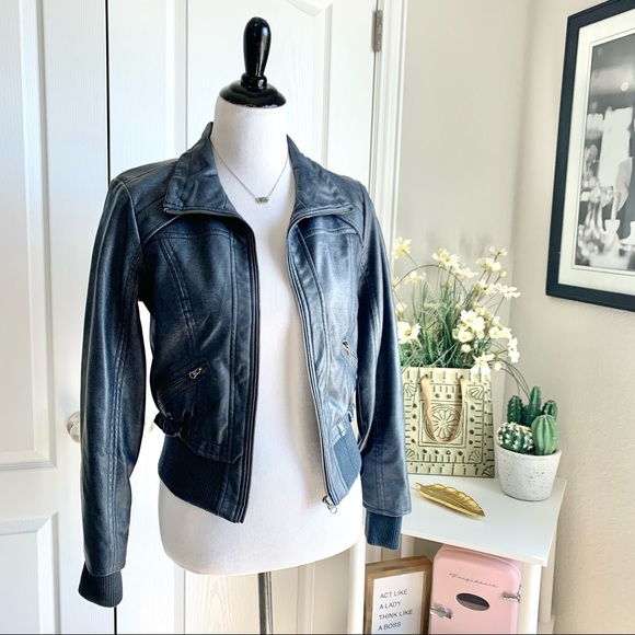 Geri C. Jackets & Blazers - Geri C. Faux Leather Cropped Moto Jacket